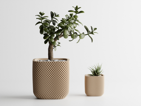 Plant Pot double Rib rounded cube Flower Pot Home Decoresion Eco-Freindly Pots